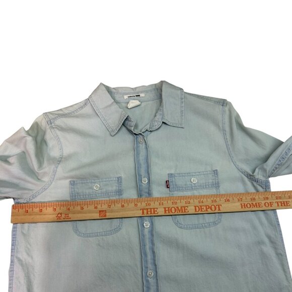 Levis Light Blue Long Sleeve Button-Up Shirt - Women's Size Small - Picture 6 of 8